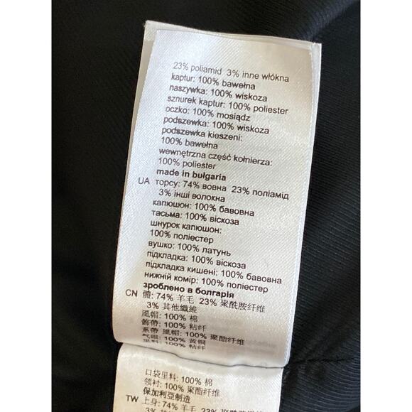 Sandro Womens Black Wool Striped Long Sleeve Hooded Hoodie Long Coat Jacket US 6 - Picture 5 of 5